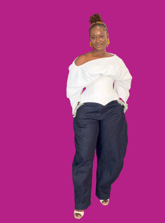 Zita Top: ALL Denim, Kente X denim and White Kente
